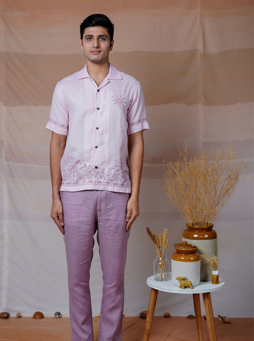 BOTANICAL BREEZE - HAND EMBROIDERED UNISEX LINEN SHIRT