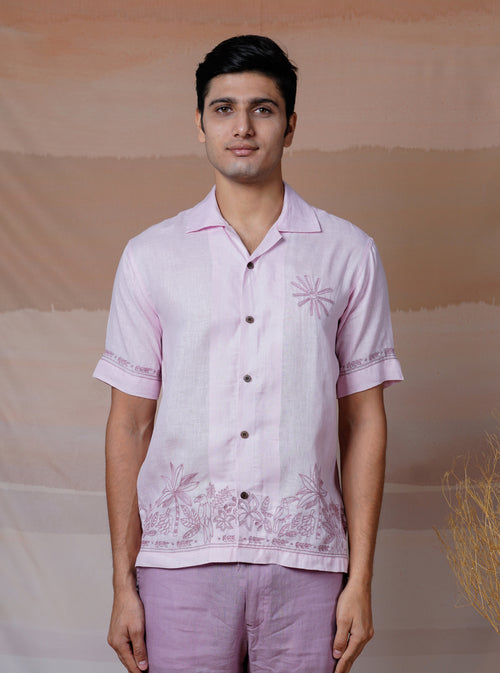 BOTANICAL BREEZE - HAND EMBROIDERED UNISEX LINEN SHIRT