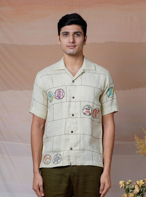 CULTURAL TALES - HAND EMBROIDERED UNISEX LINEN SHIRT