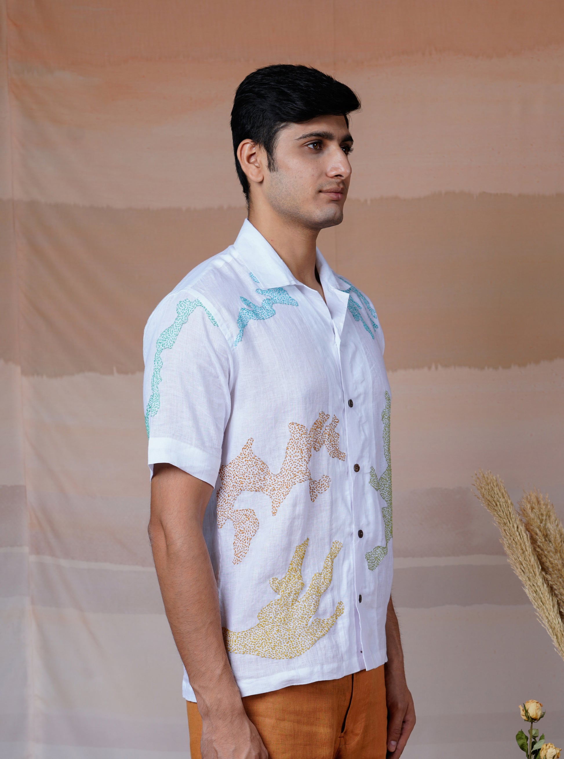 CANVAS OF COLOURS 2.0 - HAND EMBROIDERED UNISEX LINEN SHIRT