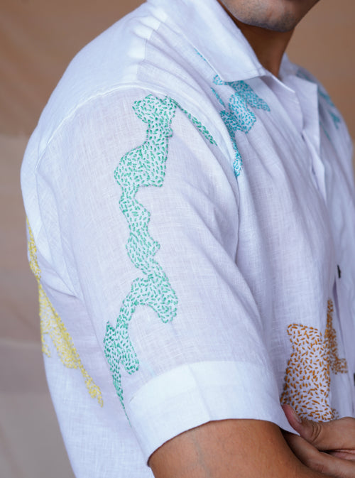 CANVAS OF COLOURS 2.0 - HAND EMBROIDERED UNISEX LINEN SHIRT