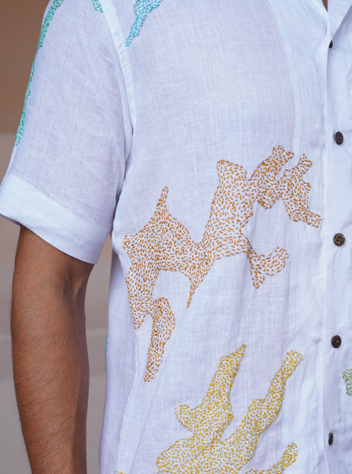 CANVAS OF COLOURS 2.0 - HAND EMBROIDERED UNISEX LINEN SHIRT