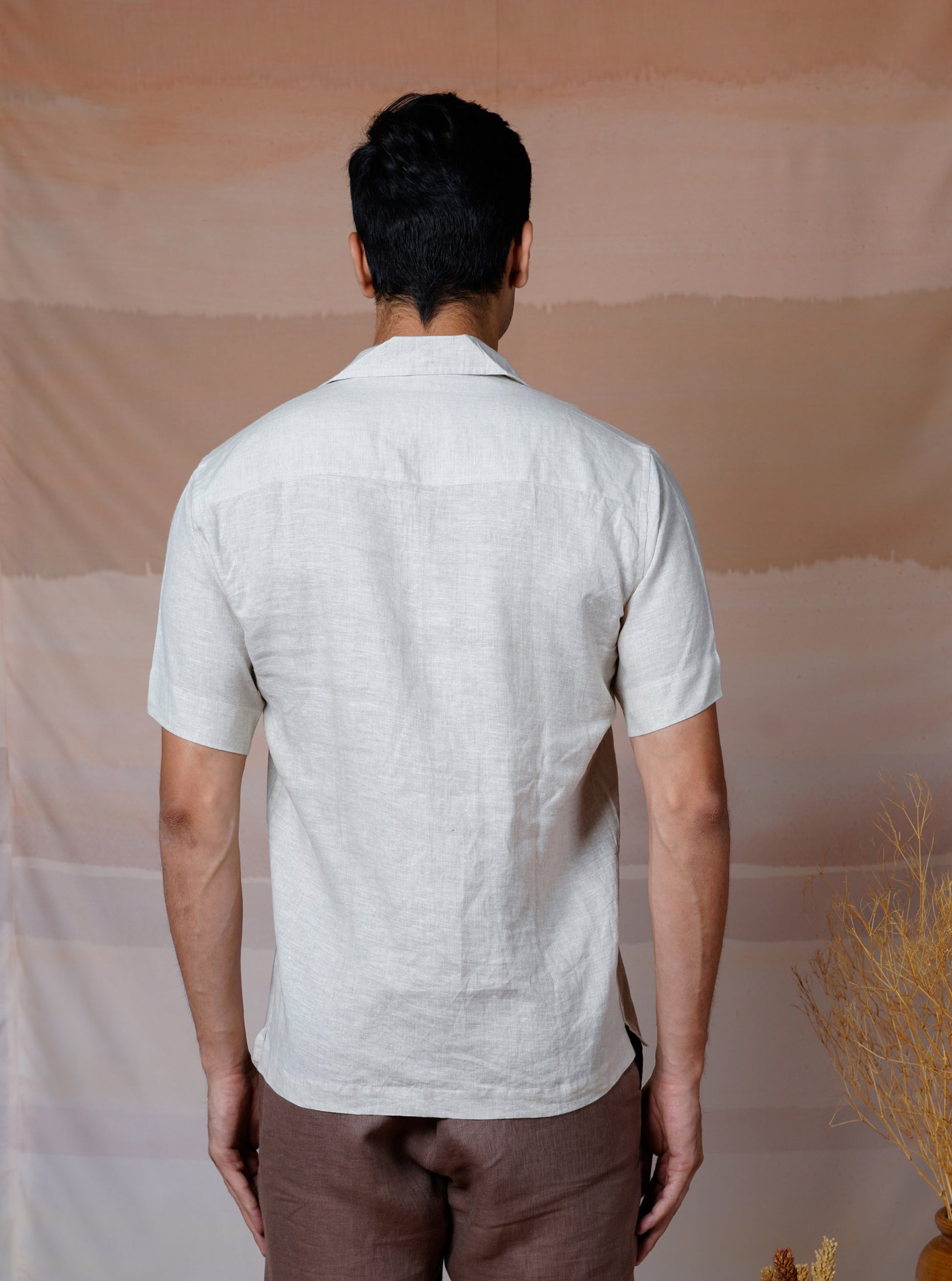 MODERN MINIMALIST - HAND EMBROIDERED UNISEX LINEN SHIRT