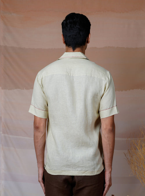 HANDS AT WORK - HAND EMBROIDERED UNISEX LINEN SHIRT