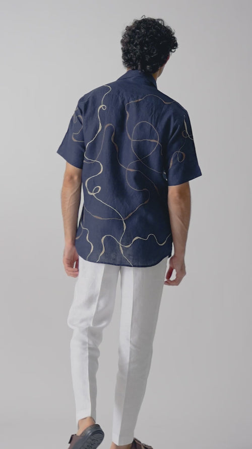 IMPERIAL ACCENT - HAND EMBROIDERED UNISEX PURE LINEN SHIRT