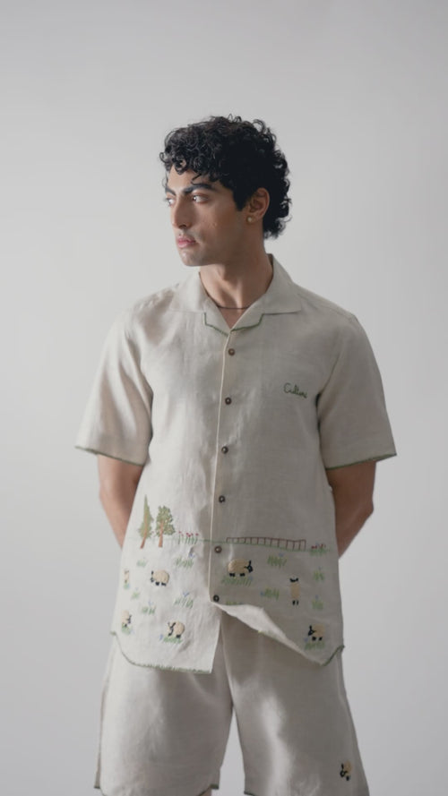 LAZY SHEEP - HAND EMBROIDERED PURE LINEN UNISEX CO-ORD SET